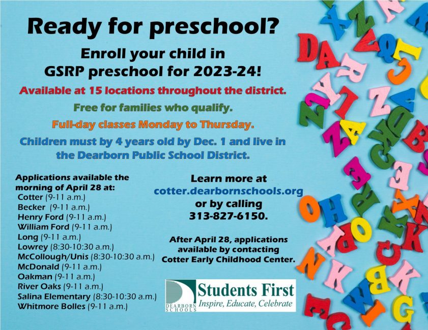 Flyer with GSRP enrollment information