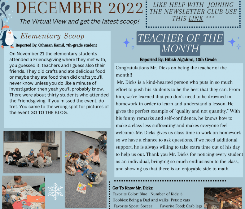 Virtual View Student Created Newsletter